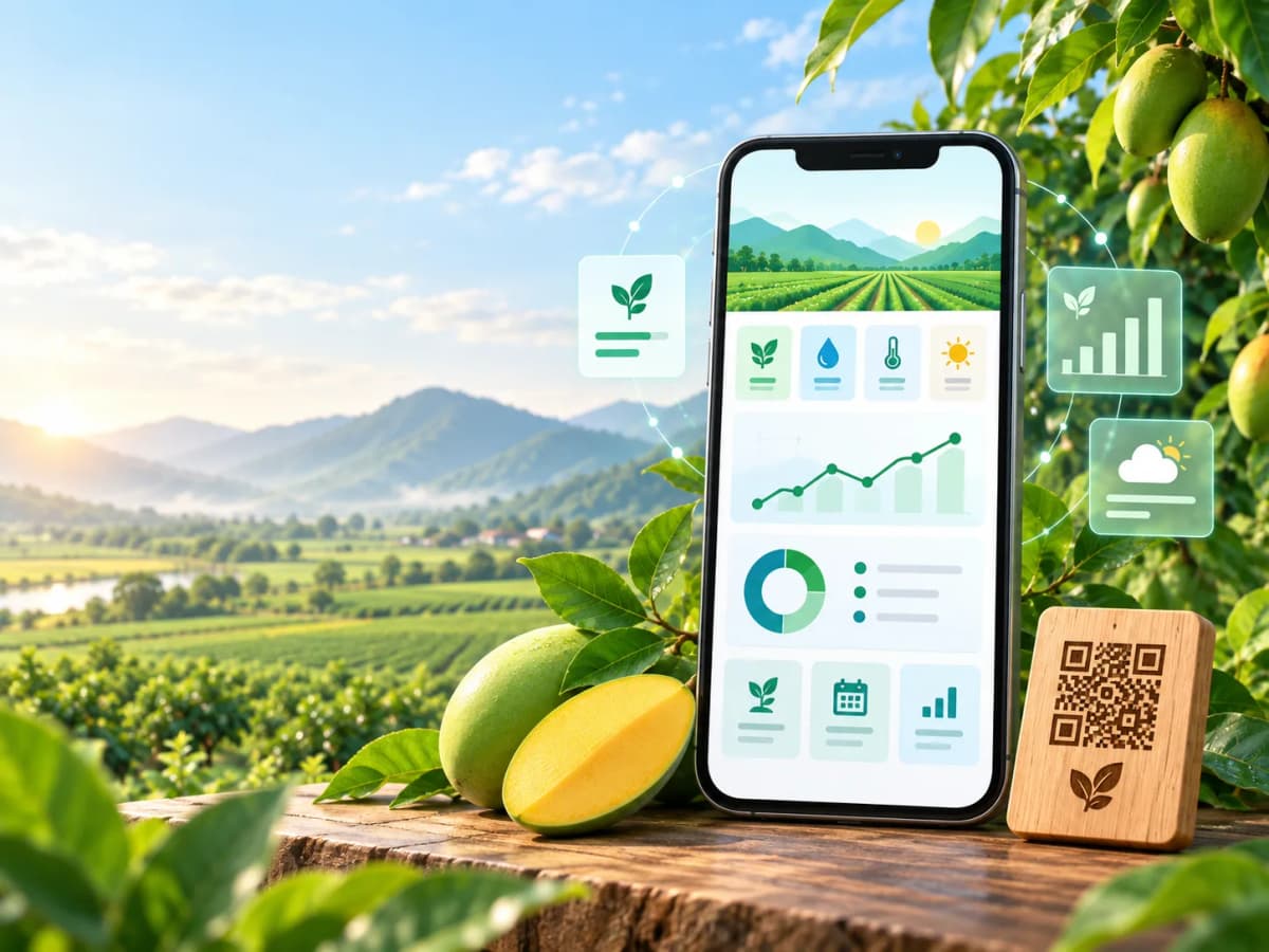 Hồ sơ nông sản trên màn hình điện thoại
