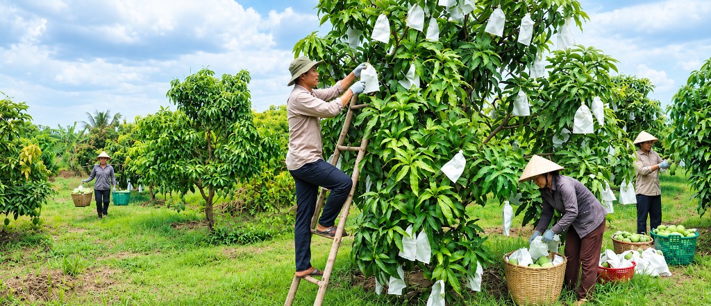 Thu hoạch tại vùng trồng gắn với hồ sơ hộ chiếu cây